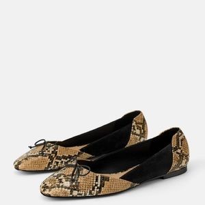Zara Ballet Flats Faux Snake Animal Print